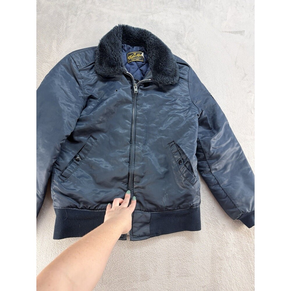 Vintage 80s Timber King Bomber Jacket USA Fur Collar Flight MA-1 XL-XL